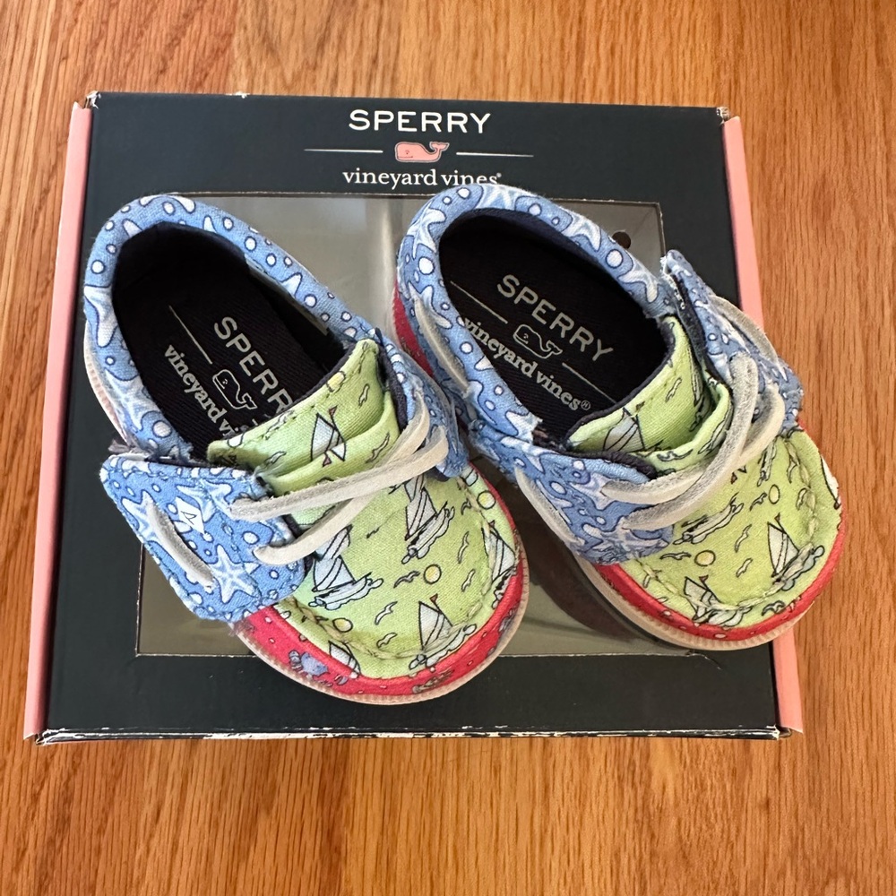 Sperry Kids' Blue and Green Boat Shoes